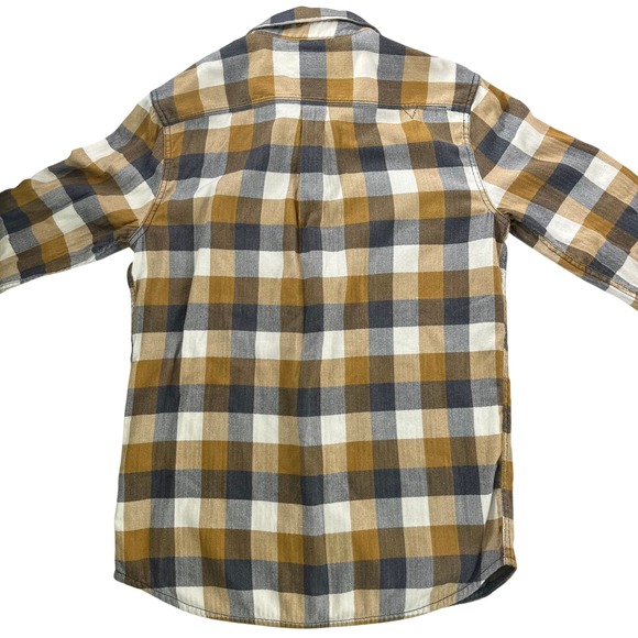 Vans Mens M Gold, Blue & White Button Down Flannel Shirt VANS Mens Button Up 626 - Picture 4 of 11